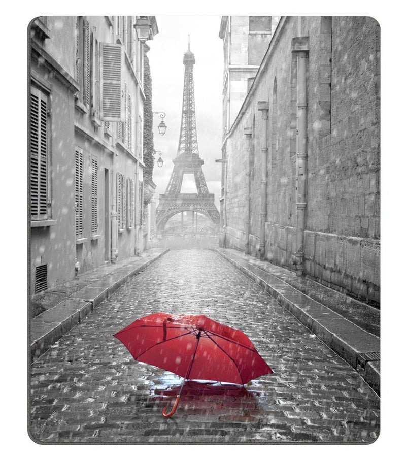Smooffly Paris France Eiffel Tower Mouse Pad, Red Umbrella 9.5x7.9 inches Non-Slip Rubber Gaming Mouse Pad - Image 1